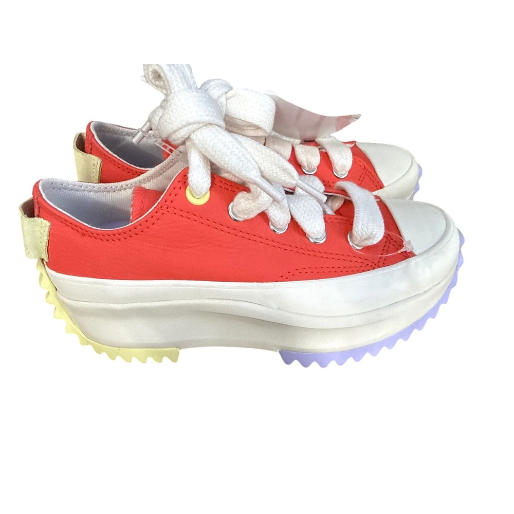 Converse Run Star Hike Sneakers Womens 3 Red NWT Leather Platform Low Top